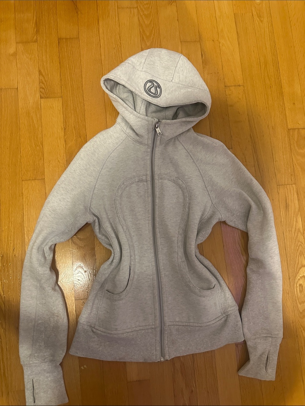 lululemon athletica Light Gray Hooded Zip Bomber Jacket